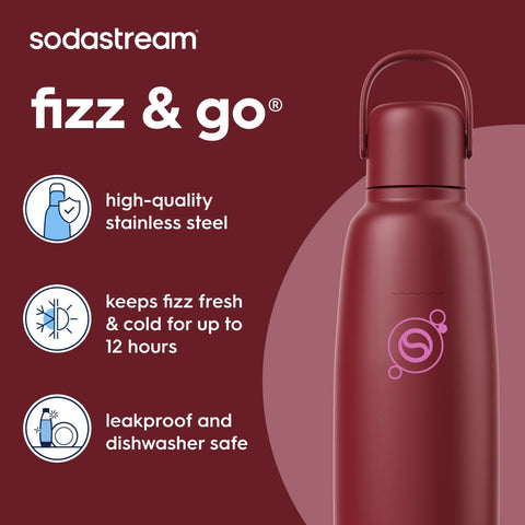 Sodastream Fizz & Go™ Insulated Stainless Steel Carbonating Bottle Pomegranate 30.4 oz