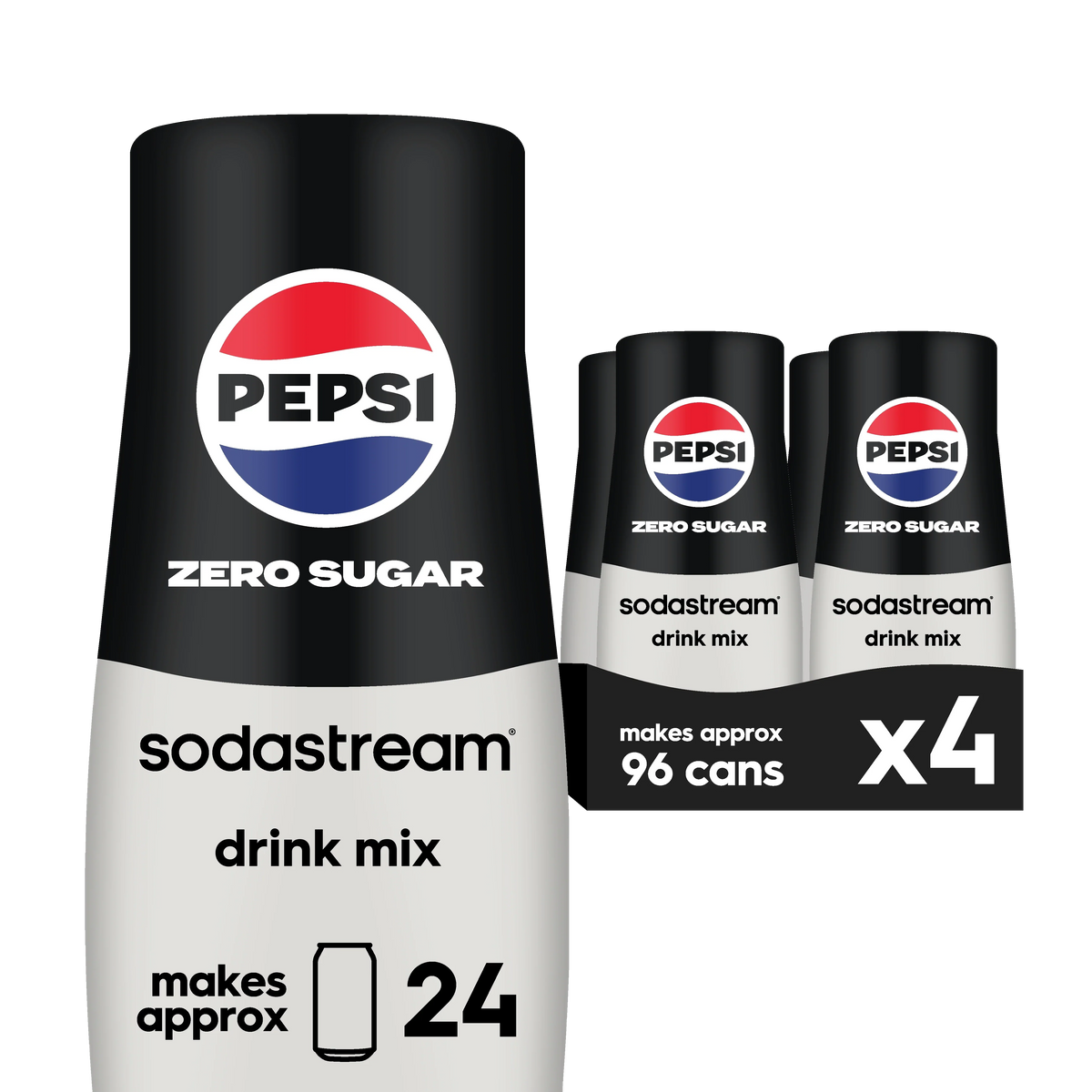 Sodastream Pepsi Zero Sugar Drink Mix 4 Pack 440ml