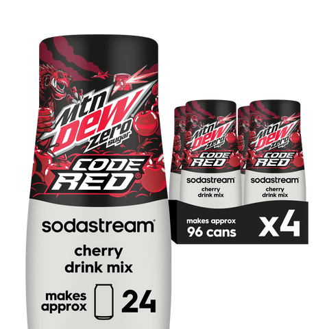 Sodastream MTN DEW Code Red Cherry Zero Sugar Drink Mix 4 Pack 440ml