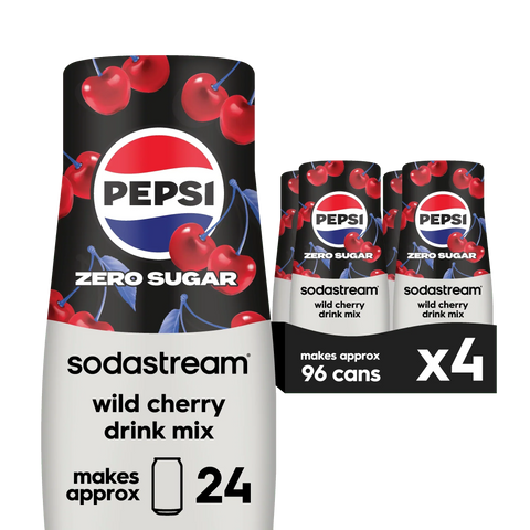 Sodastream Pepsi Wild Cherry Zero Sugar Drink Mix 4 Pack 440ml