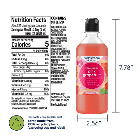 Sodastream Classics® Pink Grapefruit Zero Sugar Drink Mix 440ml