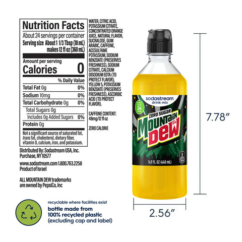 Sodastream MTN DEW Zero Sugar Drink Mix 440ml