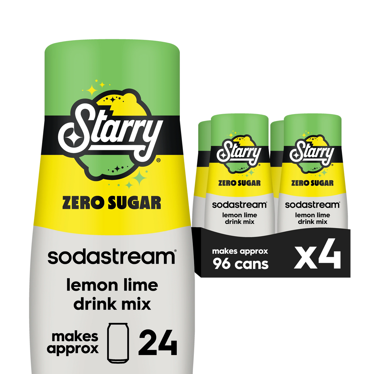 Sodastream STARRY® Lemon Lime Zero Sugar Drink Mix 4 Pack 440ml